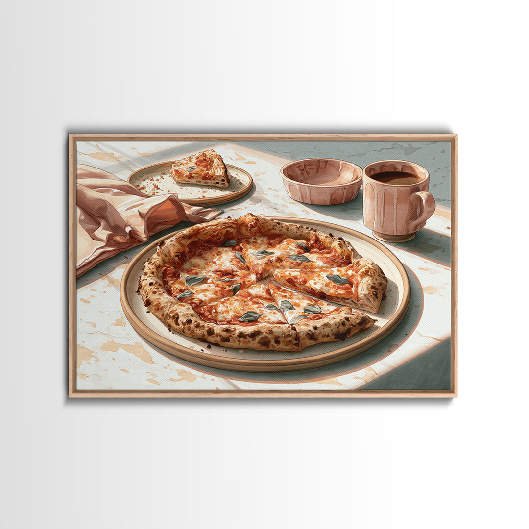Pizzeria Tomato Basil and Mozzarella Still Life Framed Canvas Print, Restaurant Art, Digital Print, Restaurant Decor, Bistro, RES-3x2-14