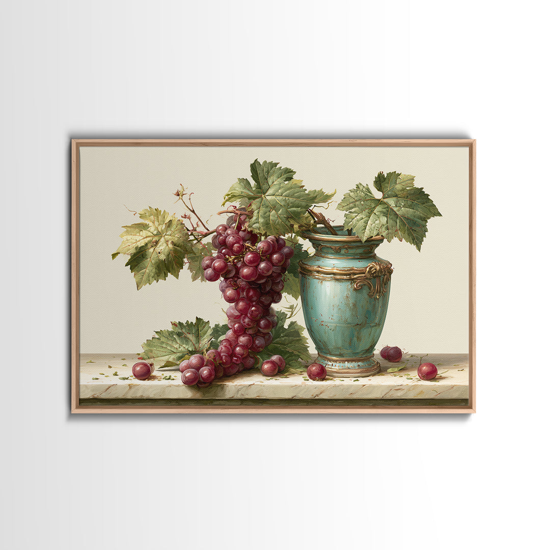 Wine Grapevine Botanical Study Framed Canvas Print, Restaurant Art, Statement Artwork, Restaurant Decor, Fine Art, Bistro, RES-3x2-19