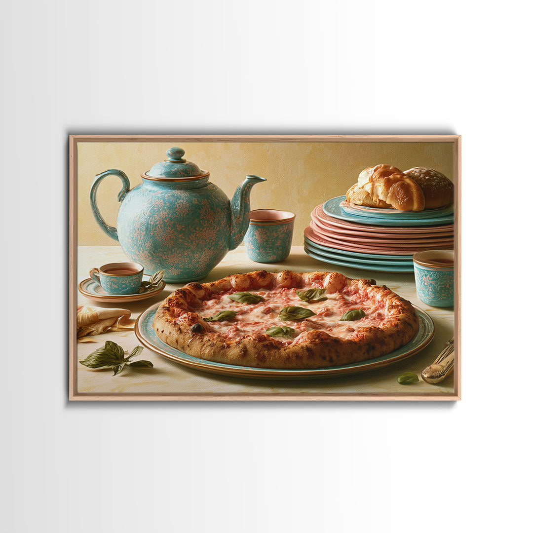 Pizzeria Tomato Basil and Mozzarella Still Life Canvas Print, Restaurant Art, Living Room Decor, Restaurant Decor, Bistro, RES-3x2-38