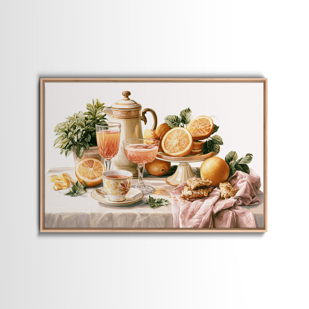 Cocktail and Citrus Bar Composition Framed Canvas Print, Restaurant Art, Contemporary Art, Restaurant Decor, Fine Art, Bistro, RES-3x2-39
