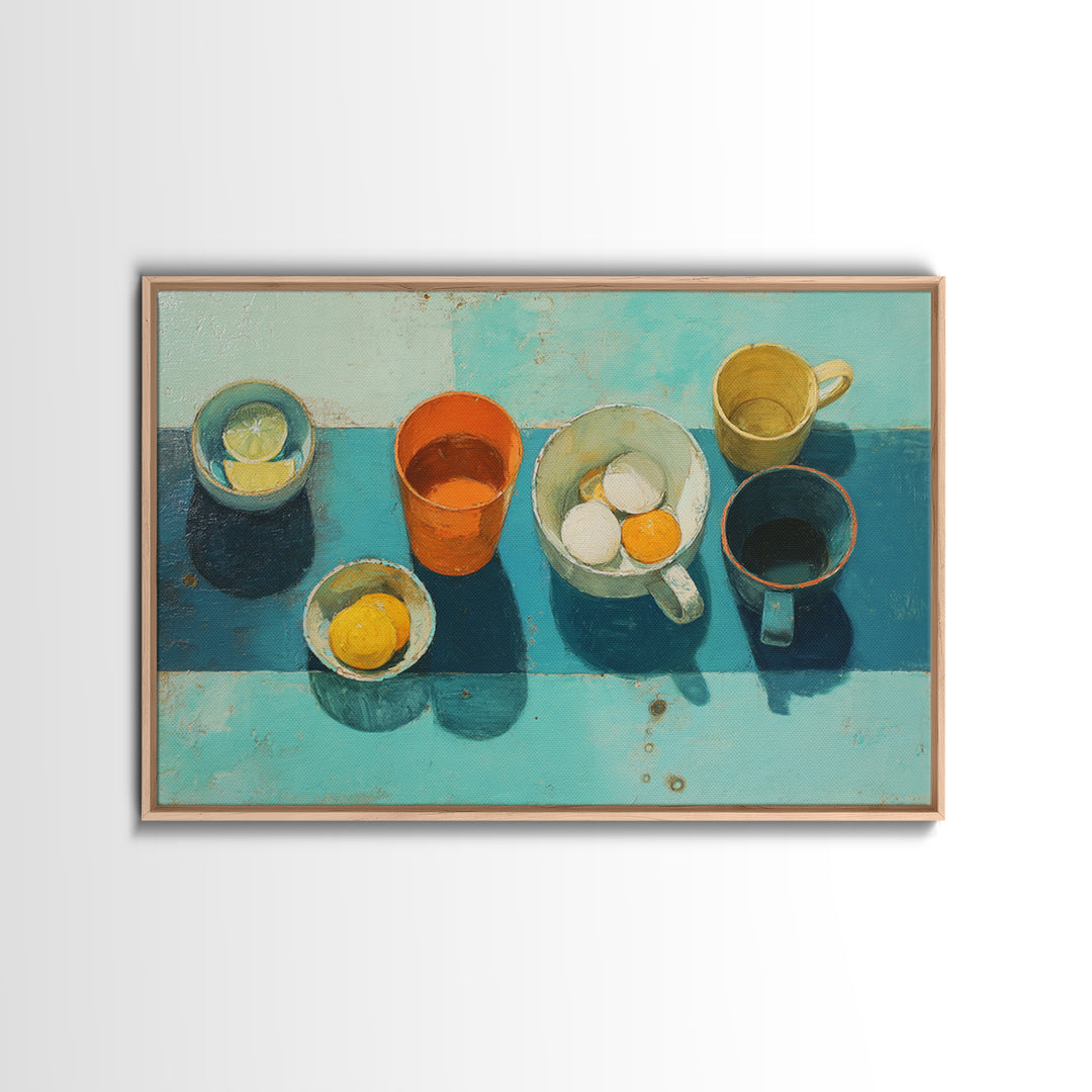 Abstract Appetite Friendly Red and Orange Shapes Framed Canvas Print, Restaurant Art, Gallery Decor, Restaurant Decor, Bistro, RES-3x2-45