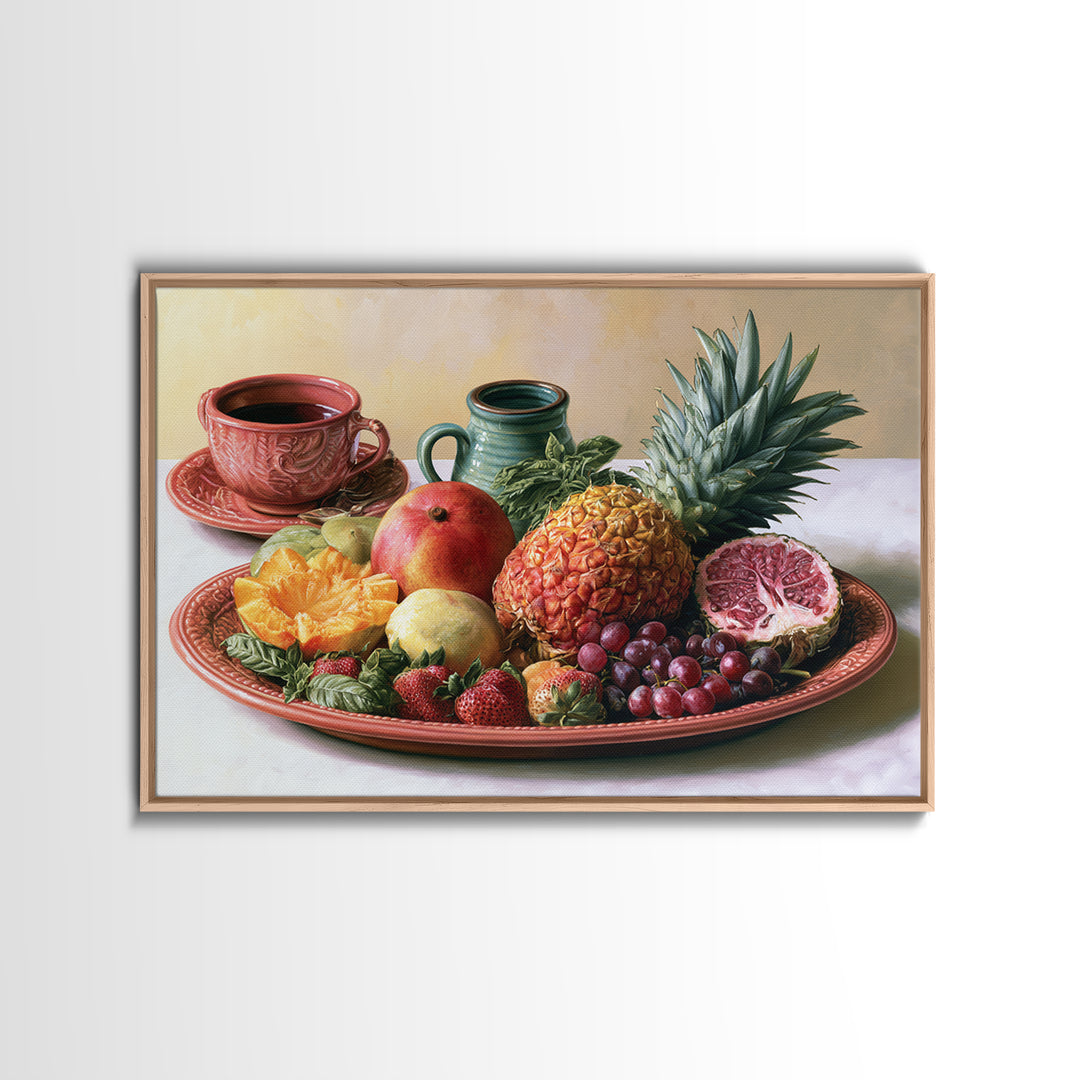 Tropical Fruit Platter Framed Canvas Print, Restaurant Art, Wall Art Print, Restaurant Decor, Fine Art, Bistro, Modern Decor, RES-3x2-46