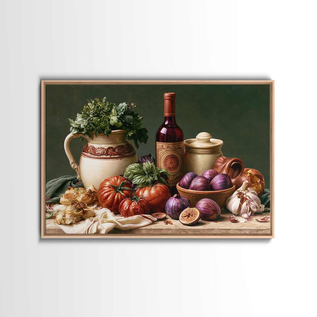 Wine Bottle and Figs Canvas Print, Restaurant Art, Modern Decor, Restaurant Decor, Fine Art, Bistro, Poster, Wall Decor, RES-3x2-53