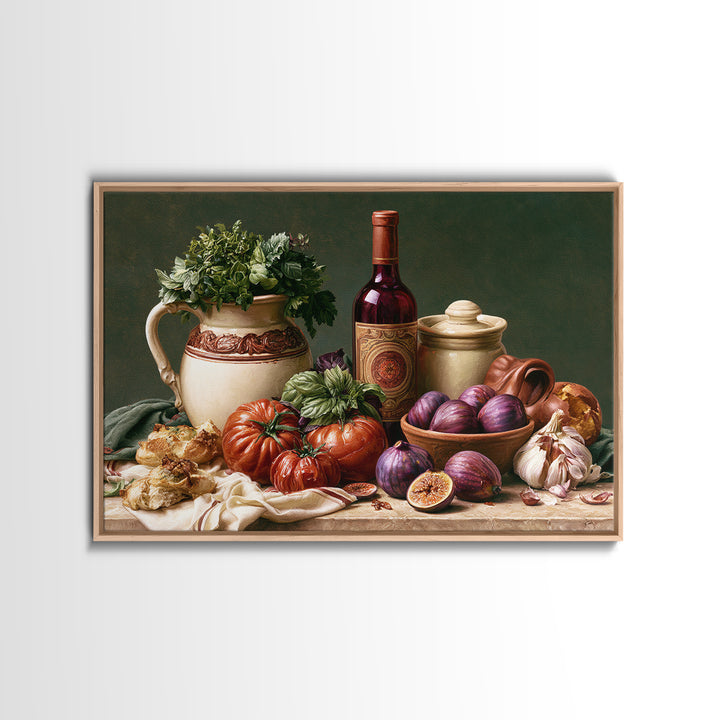 Wine Bottle and Figs Canvas Print, Restaurant Art, Modern Decor, Restaurant Decor, Fine Art, Bistro, Poster, Wall Decor, RES-3x2-53