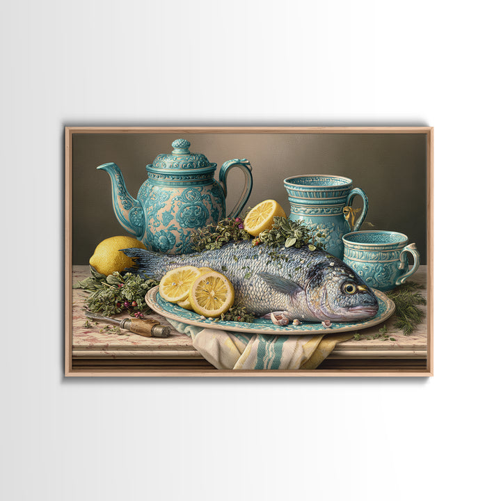 Fresh Fish with Lemon and Herbs Canvas Print, Restaurant Art, Printable Wall Art, Restaurant Decor, Fine Art, Bistro, RES-3x2-75