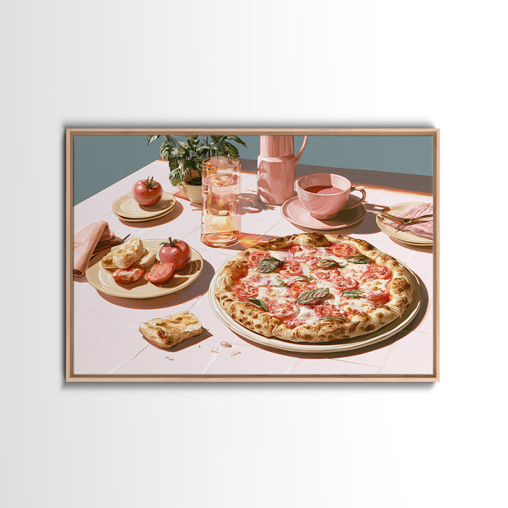 Pizzeria Tomato Basil and Mozzarella Still Life Canvas Print, Restaurant Art, Kitchen Wall Decor, Restaurant Decor, Bistro, RES-3x2-86