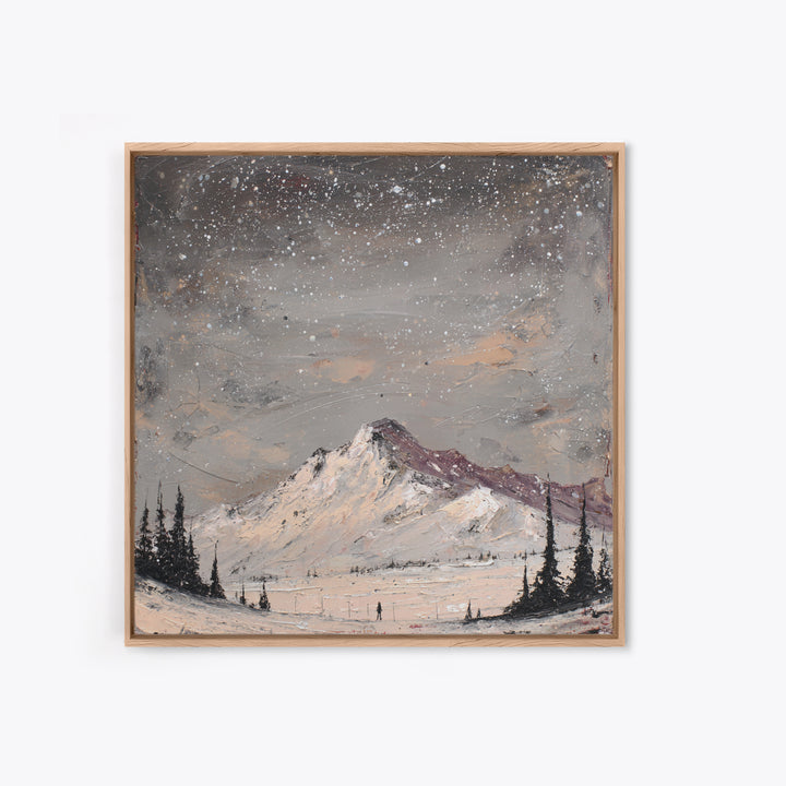 Retro Ski Poster Mountain Scene Framed Canvas Print, Retro Art, Wall Art Print, Living Room Decor, Fine Art, Retro, Boho Decor, RET-1x1-24