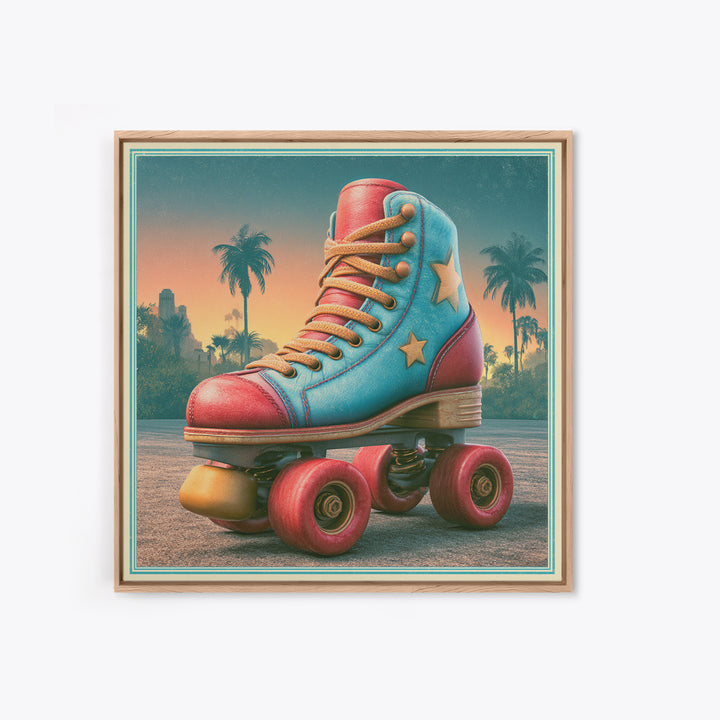 Retro Roller Skate Framed Canvas Print, Retro Art, Living Room Decor, Retro, Gallery Decor, Neutral Decor, Modern Decor, RET-1x1-52