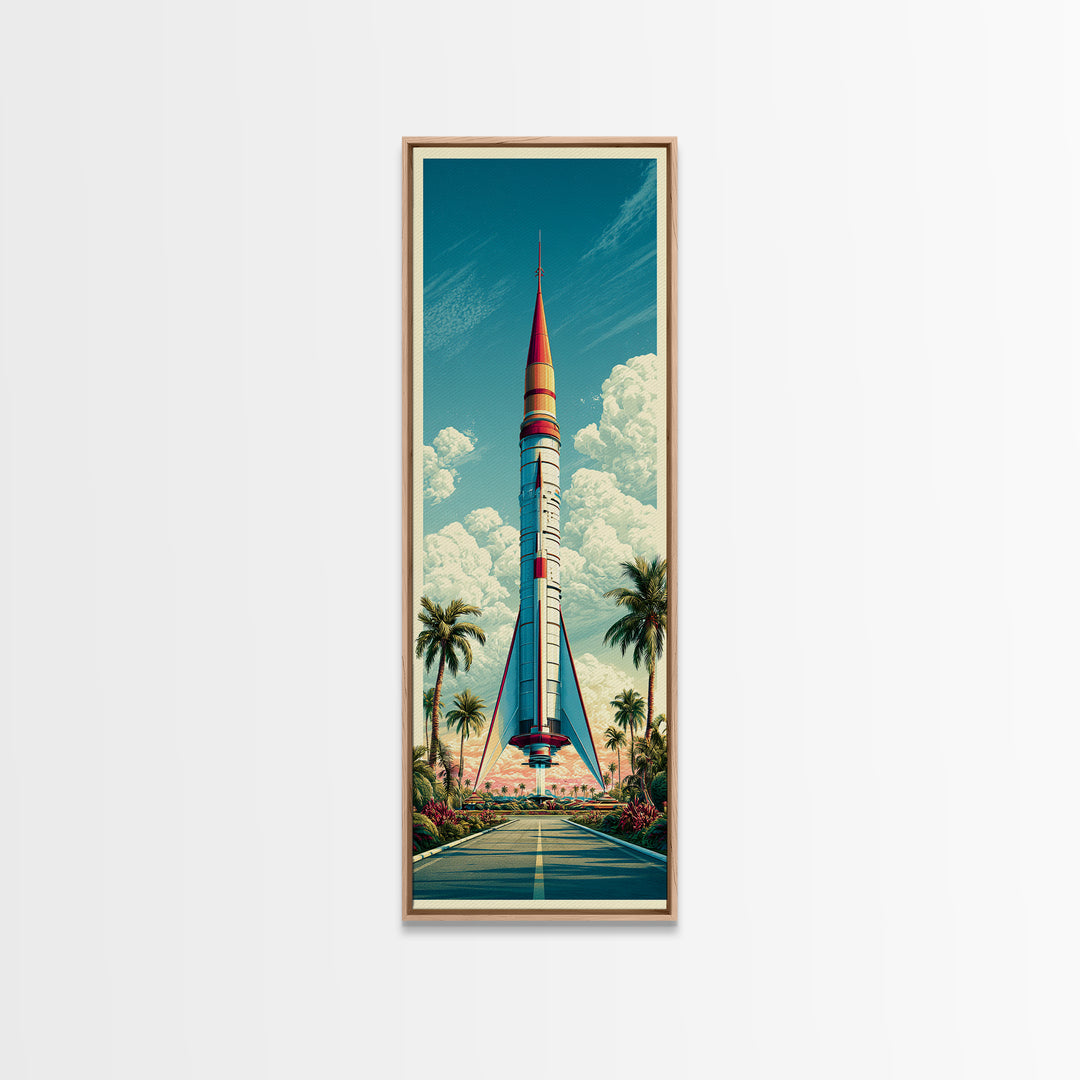 Space Age Rocket Poster Scene Canvas Print, Retro Art, Wall Art Prints, Living Room Decor, Fine Art, Retro, Whimsical Decor, RET-1x3-43