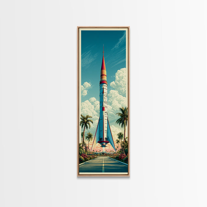 Space Age Rocket Poster Scene Canvas Print, Retro Art, Wall Art Prints, Living Room Decor, Fine Art, Retro, Whimsical Decor, RET-1x3-43