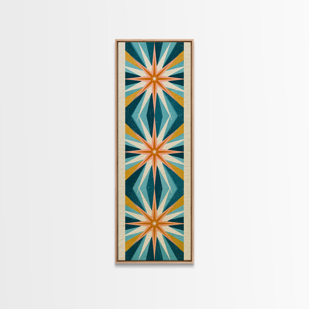 Atomic Starburst Pattern Framed Canvas Print, Retro Art, Dopamine Decor, Living Room Decor, Fine Art, Retro, Fine Art Print, RET-1x3-75