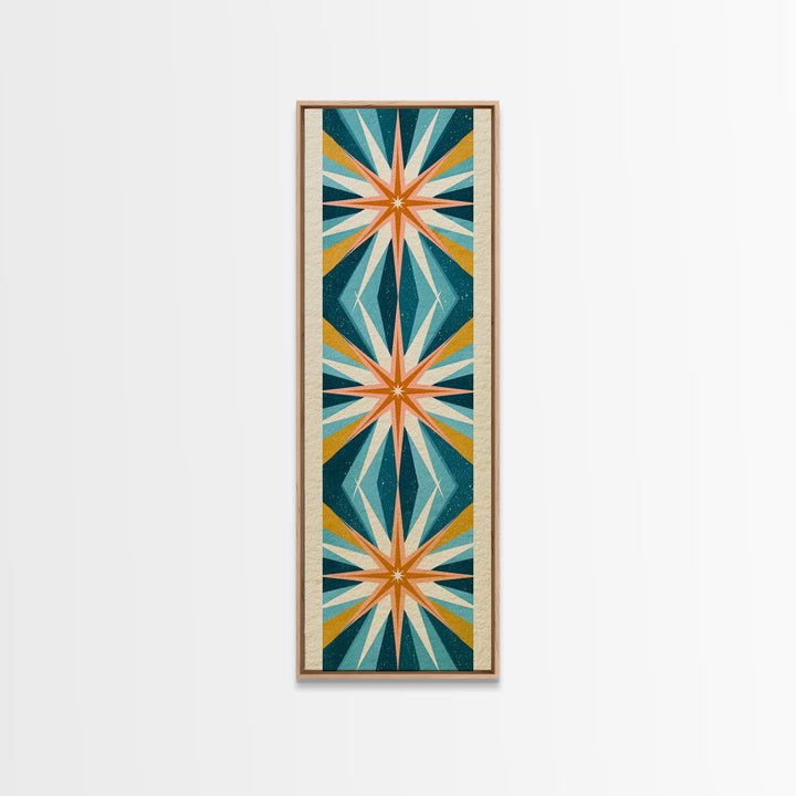 Atomic Starburst Pattern Framed Canvas Print, Retro Art, Dopamine Decor, Living Room Decor, Fine Art, Retro, Fine Art Print, RET-1x3-75