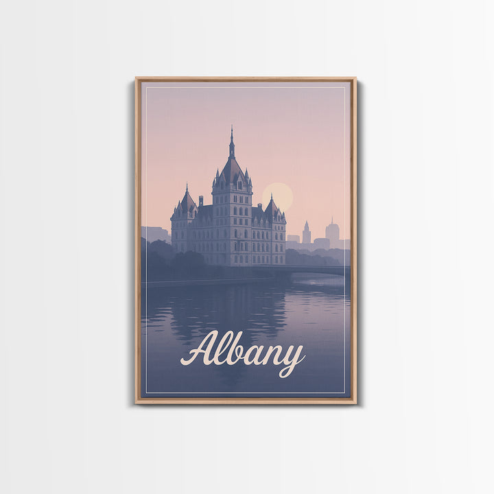 Albany Travel Poster, Framed Canvas Print, Classic Travel Poster Art, Albany Travel Art, Gift For Travelers, Wanderlust Decor, Wall Art