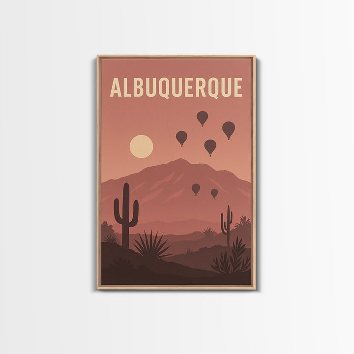 Albuquerque New Mexico Travel Poster, Canvas Print, Retro Sunset Skyline Art, Albuquerque Art Print, City Art Print, Modern Wall Decor