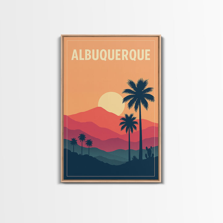 Albuquerque Travel Poster, Canvas Print, Mid Century City Wall Art, Albuquerque Wall Art, City Illustration, Retro Travel Print