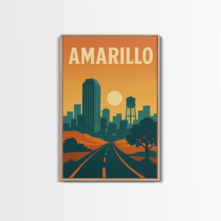 Amarillo Travel Poster, Canvas Print, Classic Travel Poster Art, Amarillo Art Print, Modern Wall Decor, Fine Art Print, Mid Century Wall Art