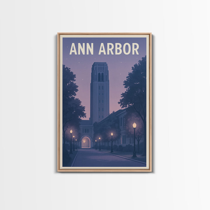 Ann Arbor Michigan Travel Poster, Canvas Print, Mid Century City Wall Art, Ann Arbor City Art, City Travel Prints, Eclectic Wall Decor