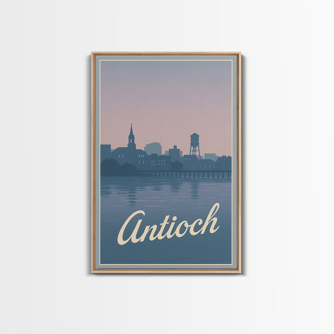 Antioch Travel Poster, Framed Canvas Print, Classic Travel Poster Art, Antioch Travel Art, Watercolor Skyline Art, Travel Poster Set