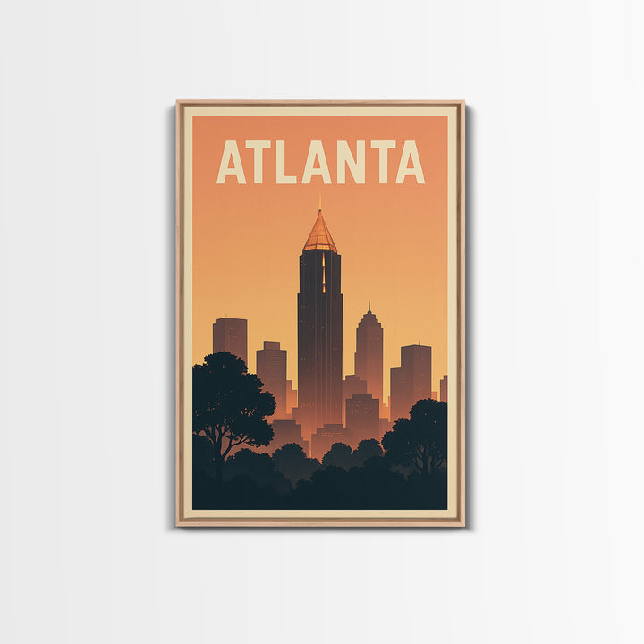 Atlanta Georgia Travel Poster, Framed Canvas Print, Vintage Travel Poster Art, Atlanta Poster Print, Vintage City Poster, Vintage City Art