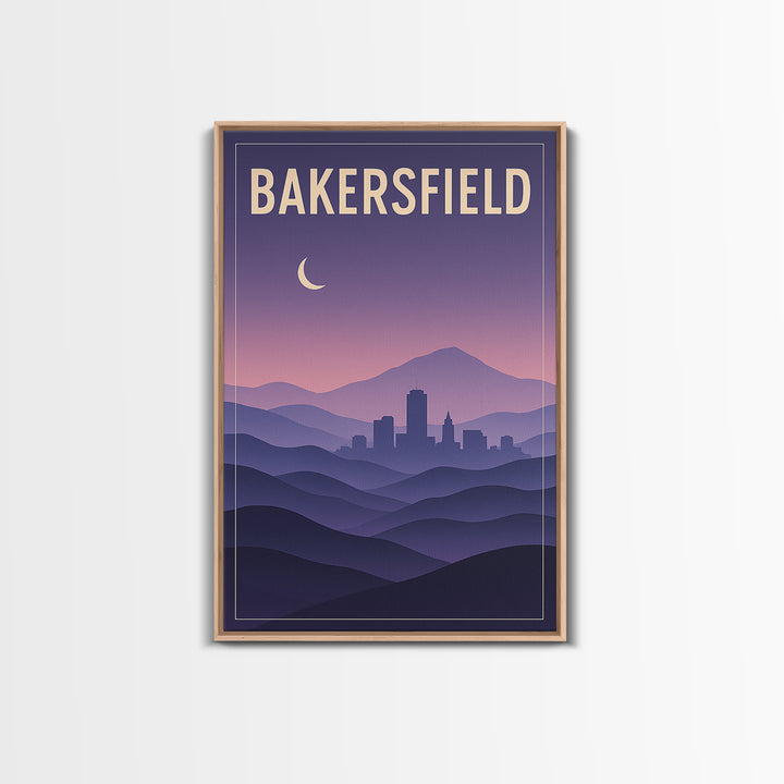 Bakersfield California Travel Poster, Canvas Print, Mid Century City Wall Art, Bakersfield City Art, Art Print, Travel Art Print