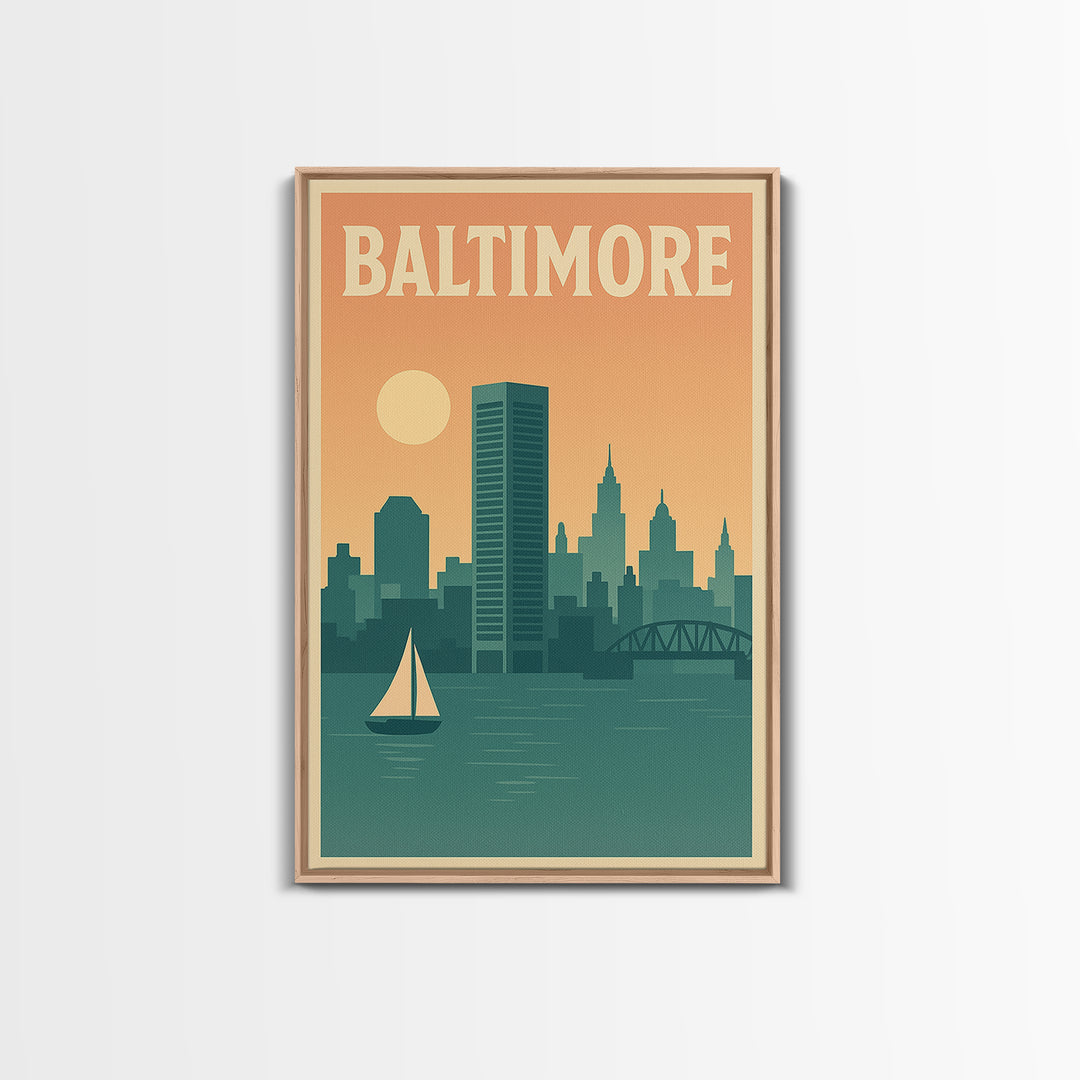 Baltimore Travel Poster, Canvas Print, Classic Travel Poster Art, Baltimore Wall Art, City Illustration, Wanderlust Decor, Travel Prints