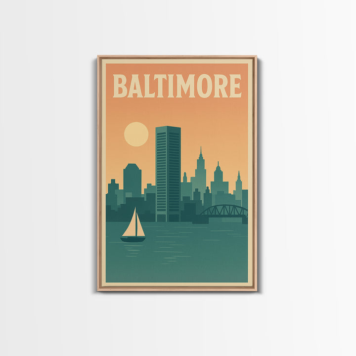 Baltimore Travel Poster, Canvas Print, Classic Travel Poster Art, Baltimore Wall Art, City Illustration, Wanderlust Decor, Travel Prints