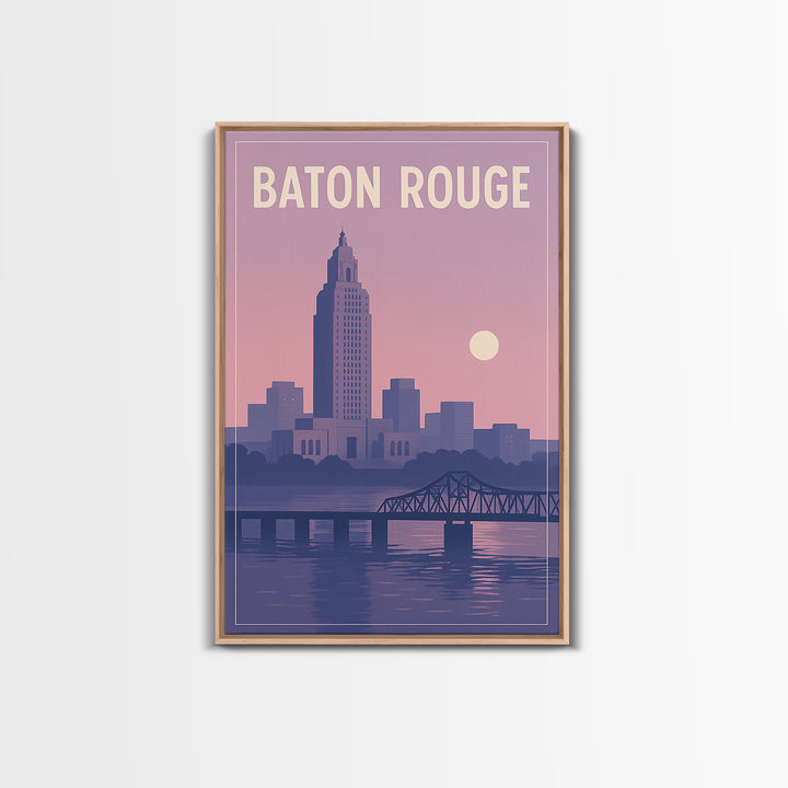 Baton Rouge Louisiana Travel Poster, Canvas Print, Vintage Travel Poster Art, Baton Rouge Art Print, Mid Century Wall Art, Fine Art Print