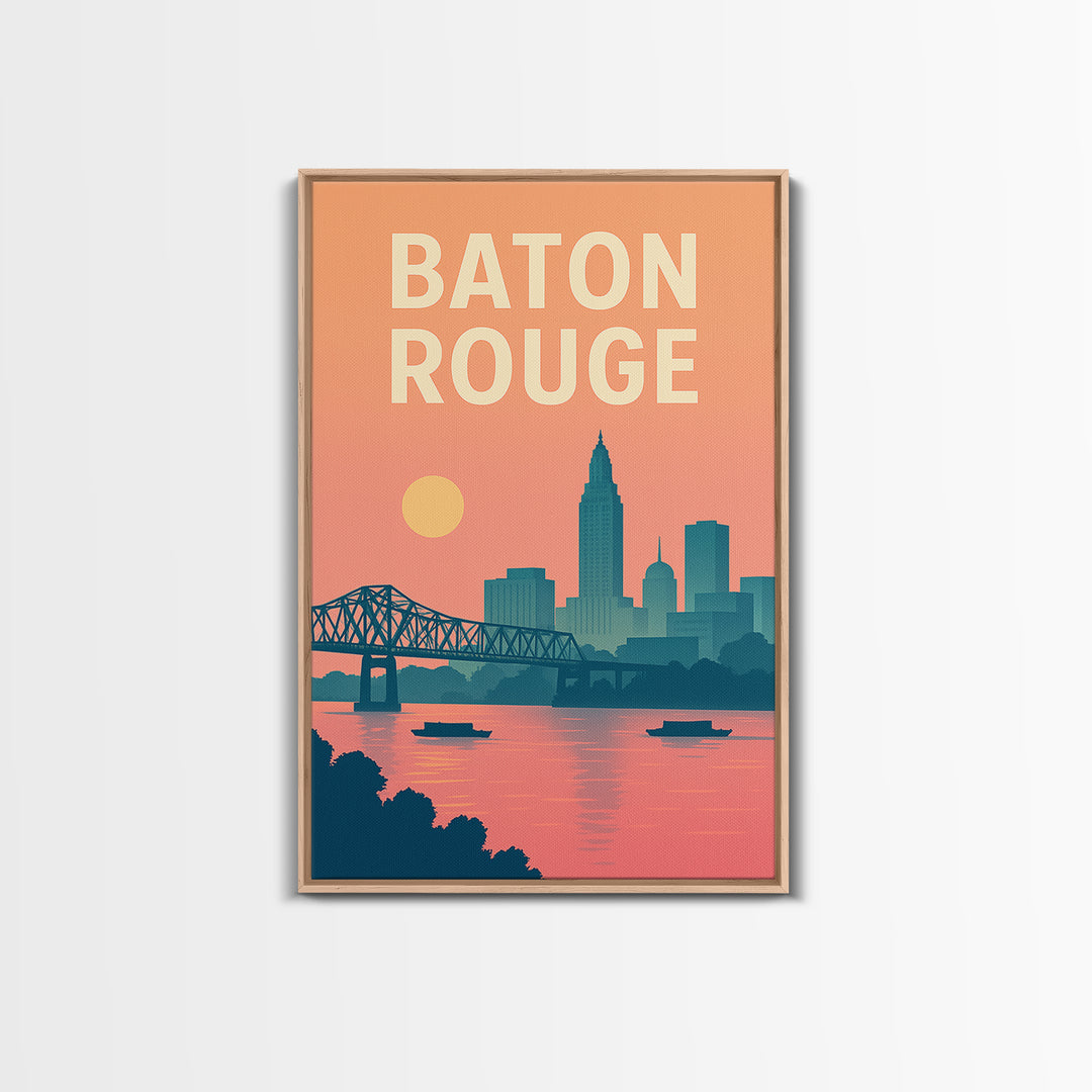 Baton Rouge Travel Poster, Canvas Print, Classic Travel Poster Art, Baton Rouge City Art, Vintage City Art, Travel Wall Art, Travel Print