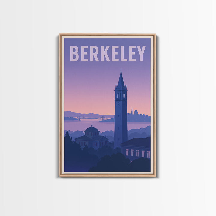 Berkeley California Travel Poster, Canvas Print, Mid Century City Wall Art, Berkeley Travel Art, City Illustration, City Travel Prints