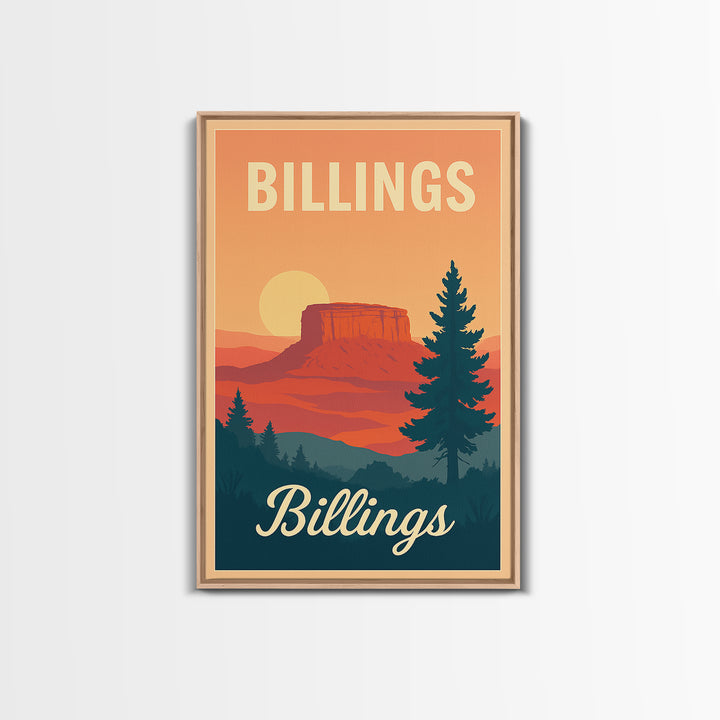 Billings Montana Travel Poster, Canvas Print, Classic Poster Art, Billings Travel Art, Travel Art Print, Mid Century Wall Art, Wall Art