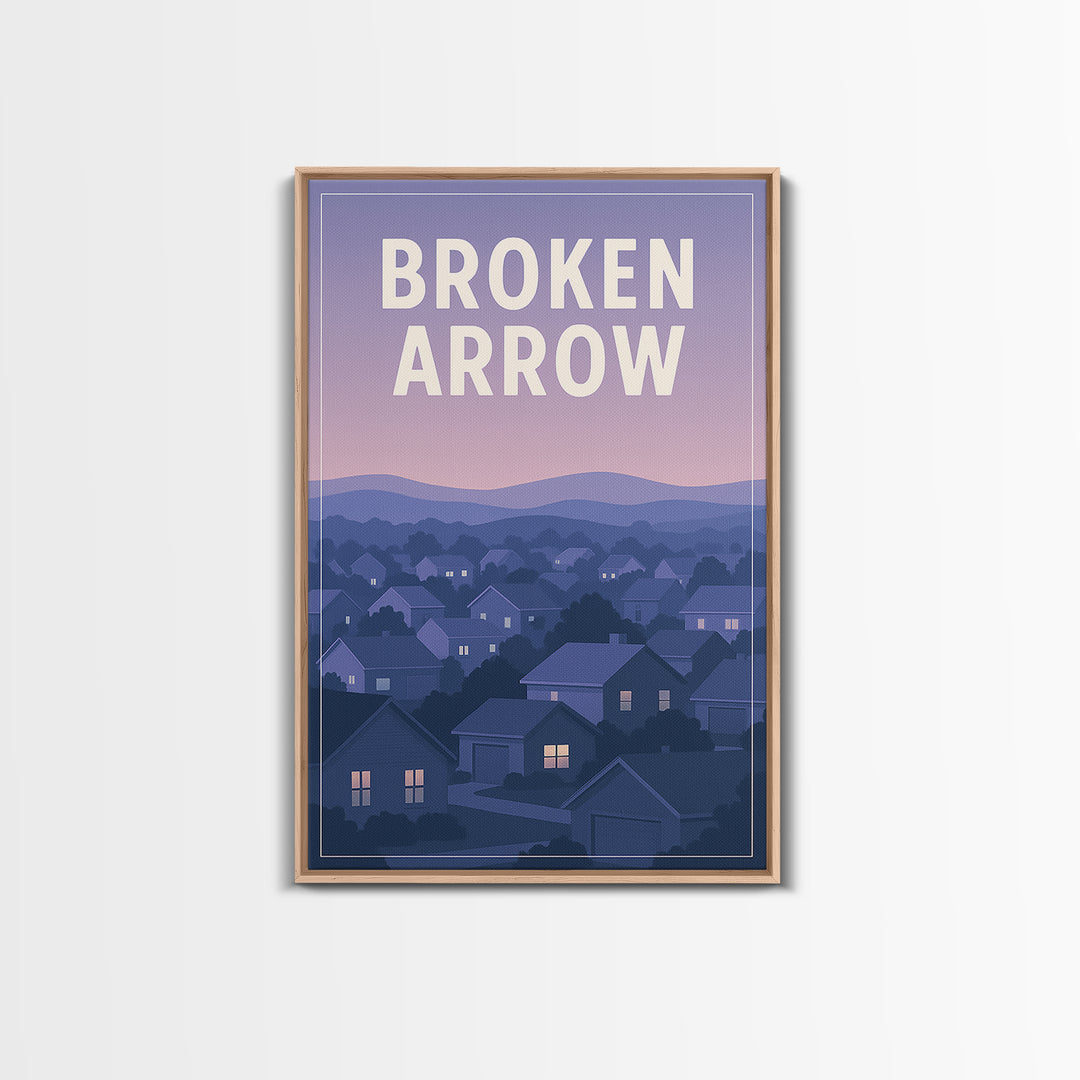 Broken Arrow Oklahoma Travel Poster, Canvas Print, Vintage Travel Poster Art, Broken Arrow Travel Art, Vintage City Art, Vintage Travel Art