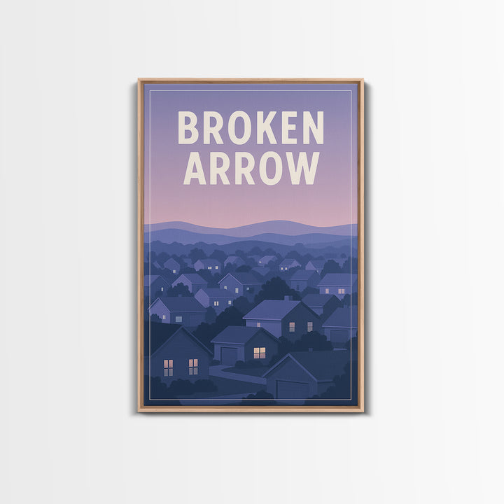 Broken Arrow Oklahoma Travel Poster, Canvas Print, Vintage Travel Poster Art, Broken Arrow Travel Art, Vintage City Art, Vintage Travel Art