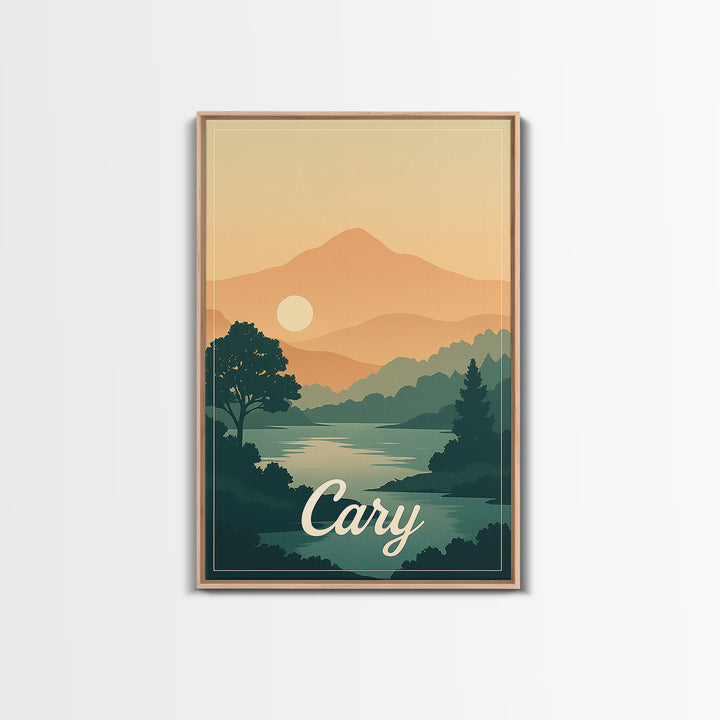 Cary North Carolina Travel Poster, Canvas Print, Classic Poster Art, Cary Poster Print, Travel Poster Art, City Travel Prints, Art Print