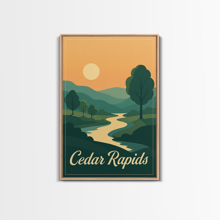 Cedar Rapids Iowa Travel Poster, Canvas Print, Vintage Travel Poster Art, Cedar Rapids Wall Art, Living Room Wall Art, Retro Travel Print