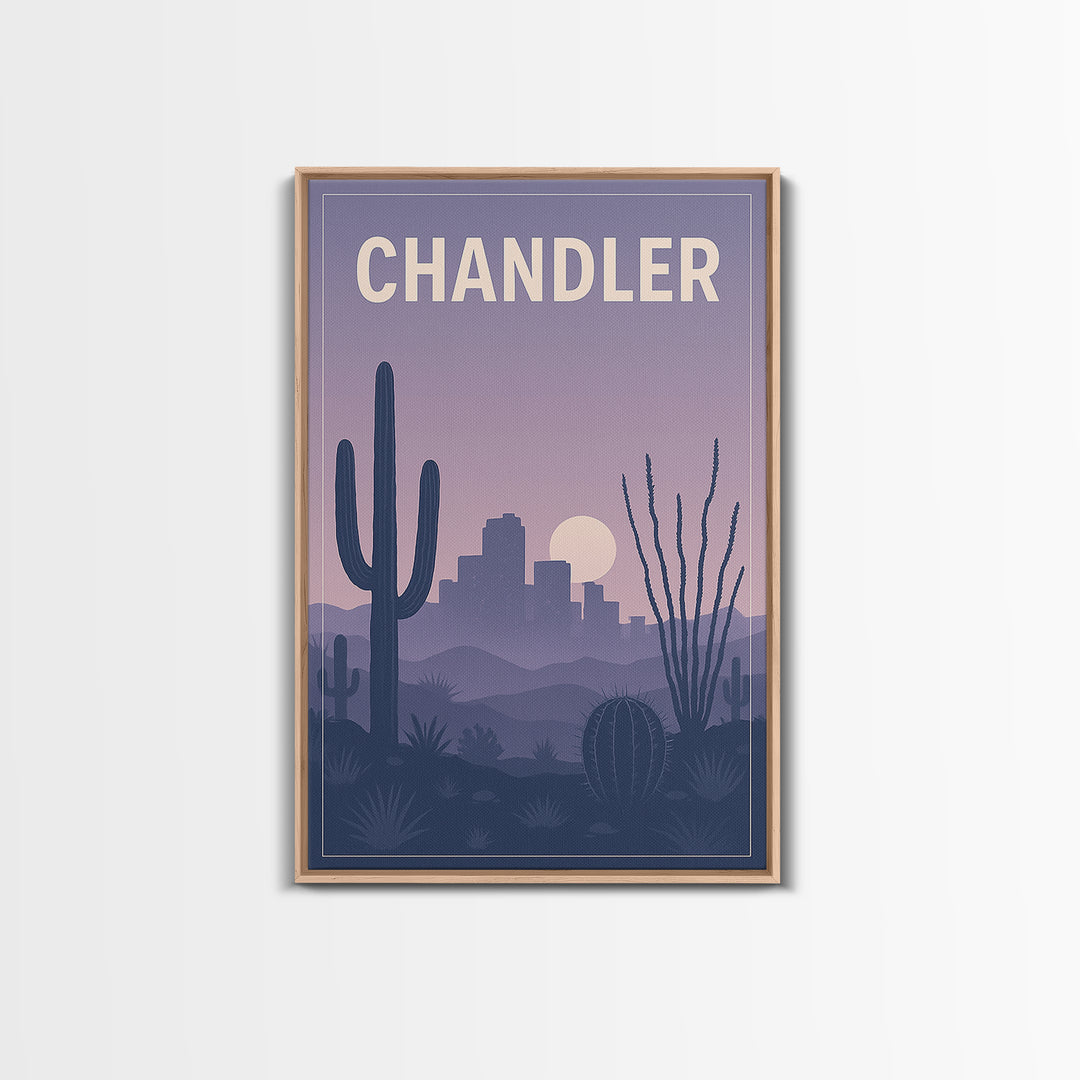 Chandler Arizona Travel Poster, Canvas Print, Retro Sunset Skyline Art, Chandler Wall Art, City Art Print, Travel Poster Set, Poster Print