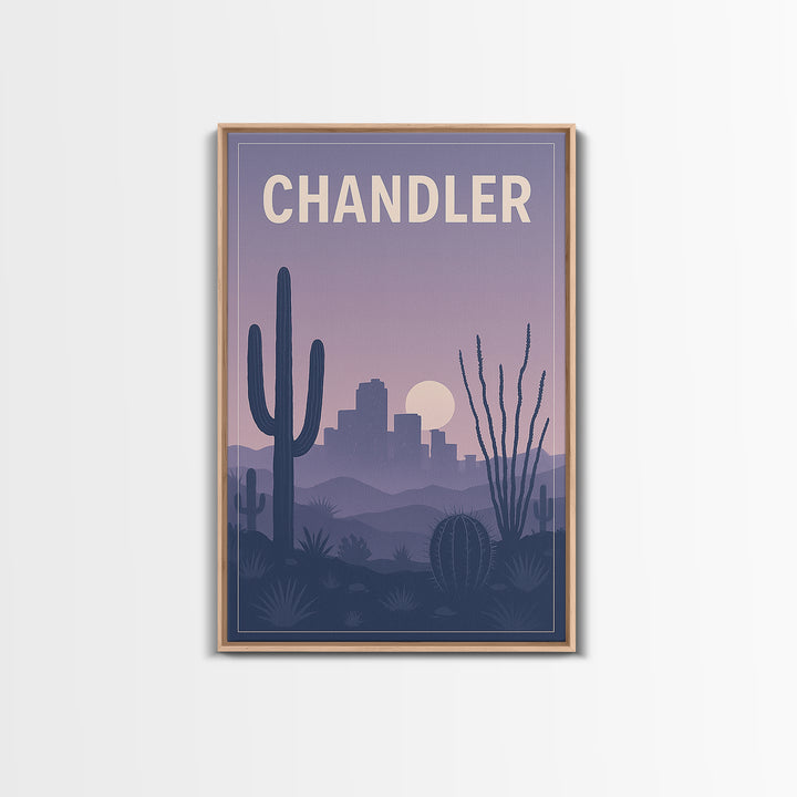 Chandler Arizona Travel Poster, Canvas Print, Retro Sunset Skyline Art, Chandler Wall Art, City Art Print, Travel Poster Set, Poster Print