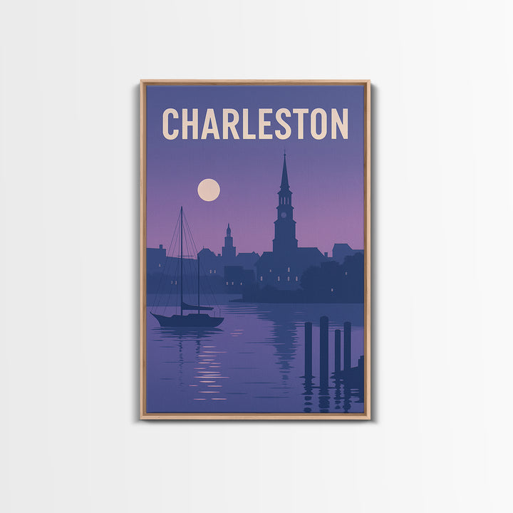 Charleston South Carolina Travel Poster, Canvas Print, Mid Century City Wall Art, Charleston Art Print, City Travel Prints, Wall Decor