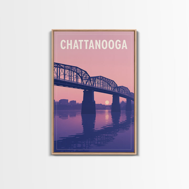 Chattanooga Tennessee Travel Poster, Canvas Print, Classic Poster Art, Chattanooga Poster Print, Watercolor Skyline Art, Travel Art Print