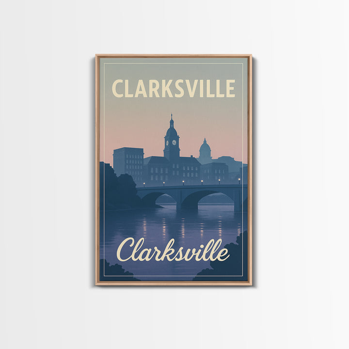 Clarksville Travel Poster, Canvas Print, Classic Travel Poster Art, Clarksville Wall Art, Retro Travel Print, Home Office Decor