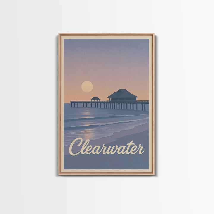 Clearwater Travel Poster, Canvas Print, Mid Century City Wall Art, Clearwater Art Print, Wanderlust Decor, Fine Art Print, Travel Wall Art