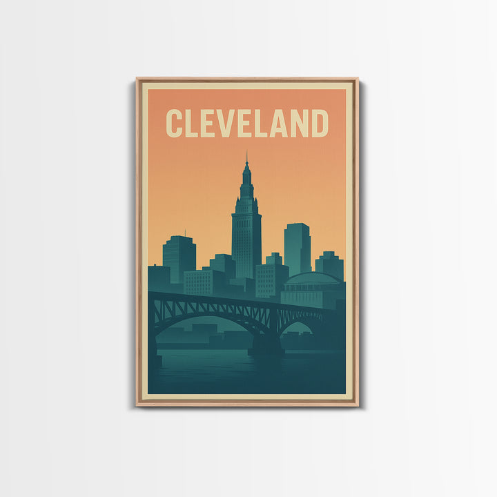 Cleveland Ohio Travel Poster, Canvas Print, Classic Travel Poster Art, Cleveland City Art, Travel Art Print, Wanderlust Decor, Wall Decor