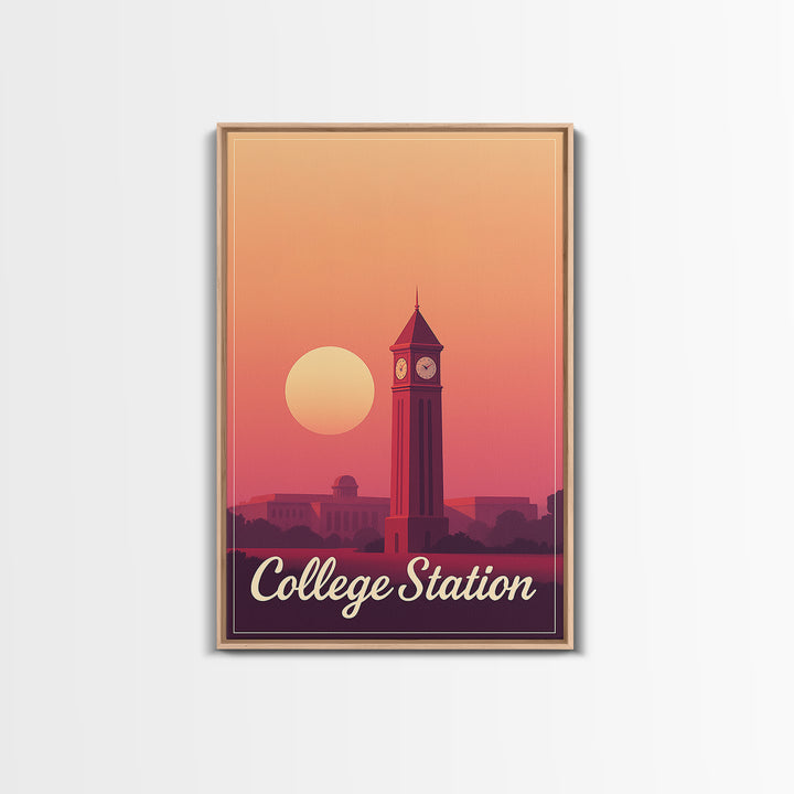 College Station Texas Travel Poster, Canvas Print, Mid Century City Wall Art, College Station City Art, Travel Print, Travel Poster Set