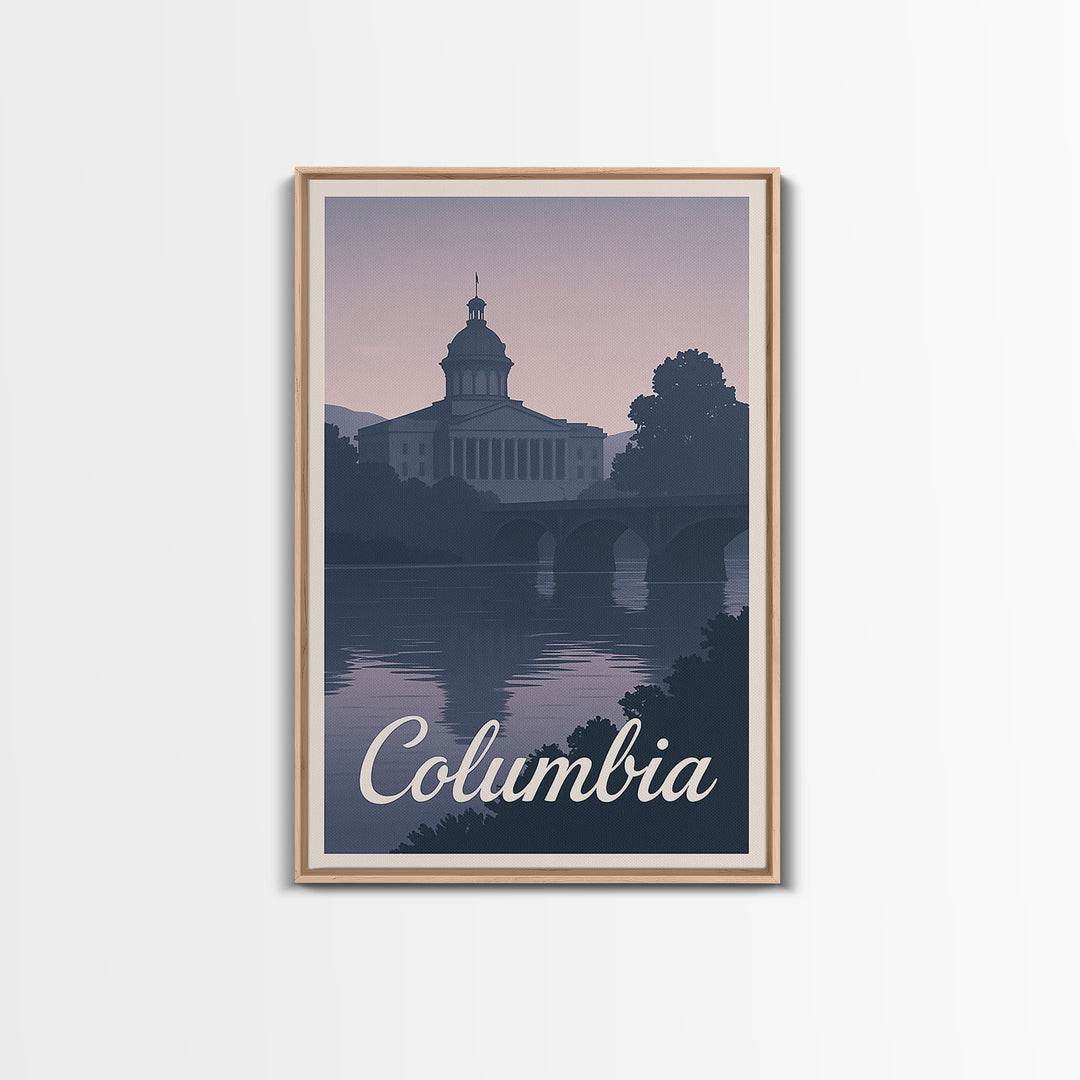 Columbia Travel Poster, Canvas Print, Mid Century City Wall Art, Columbia Art Print, Travel Poster Set, Mid Century Wall Art, Wall Art