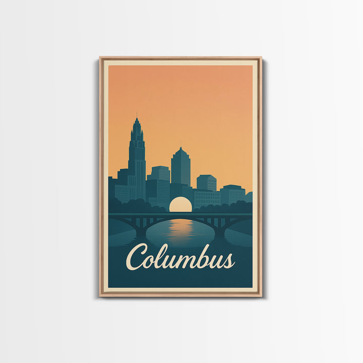 Columbus Travel Poster, Canvas Print, Vintage Travel Poster Art, Columbus Travel Art, Living Room Wall Art, Vintage Travel Art