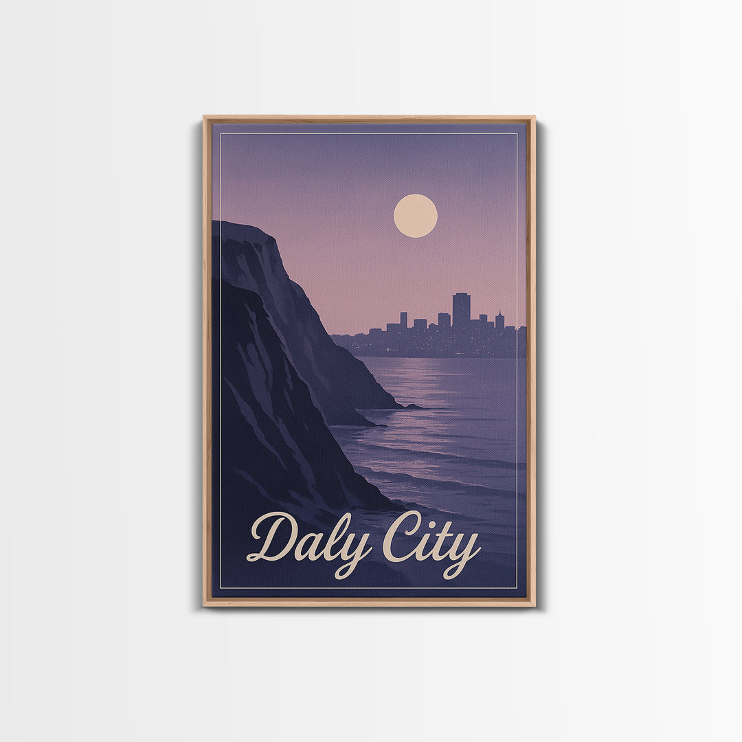 Daly City Travel Poster, Framed Canvas Print, Vintage Travel Poster Art, Daly City Art Print, Gift For Travelers, Travel Poster Set