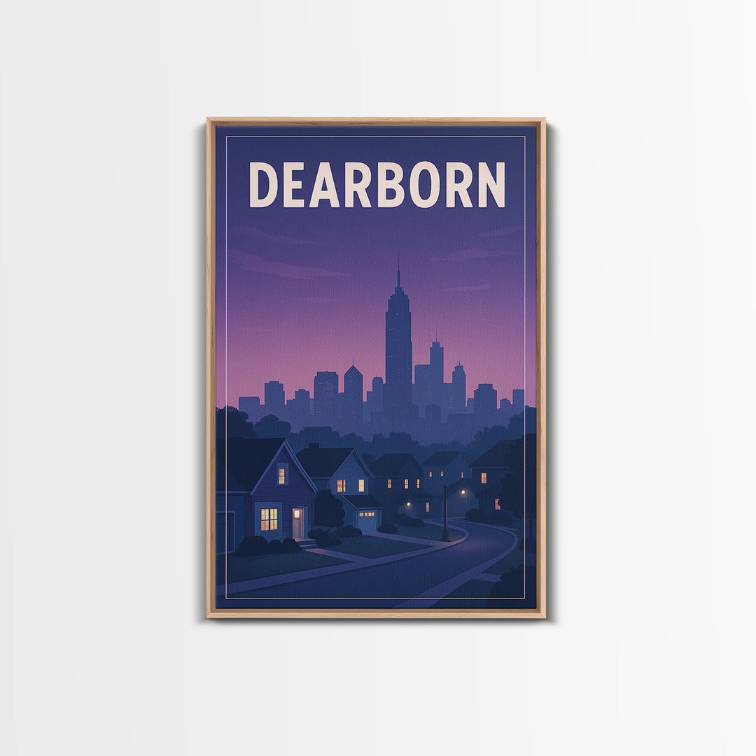 Dearborn Michigan Travel Poster, Framed Canvas Print, Vintage Travel Poster Art, Dearborn Wall Art, Fine Art Print, Vintage Travel Print