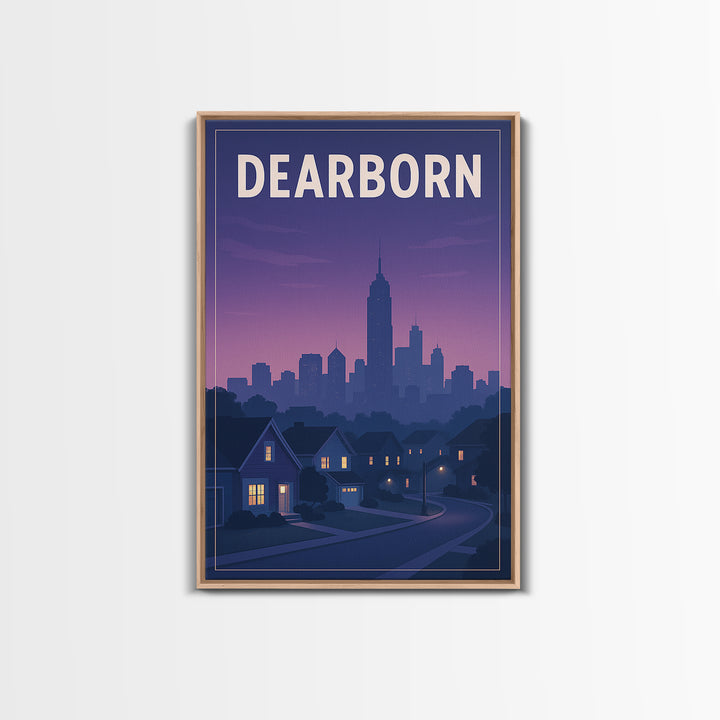 Dearborn Michigan Travel Poster, Framed Canvas Print, Vintage Travel Poster Art, Dearborn Wall Art, Fine Art Print, Vintage Travel Print