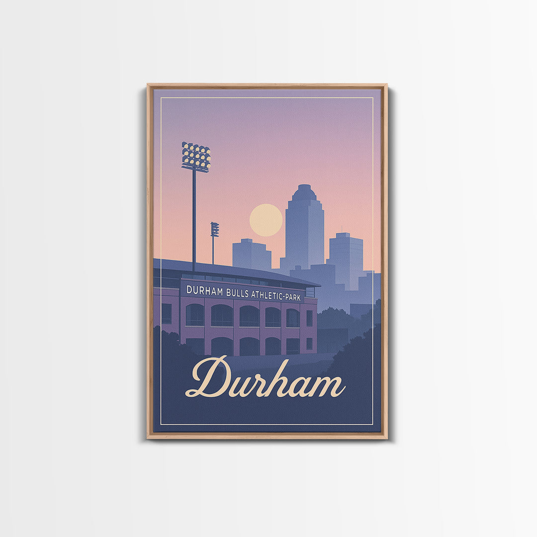 Durham Travel Poster, Framed Canvas Print, Vintage Travel Poster Art, Durham Poster Print, City Illustration, Gift For Travelers