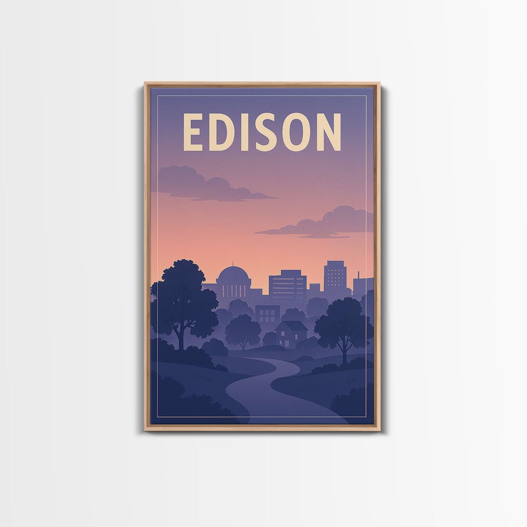Edison New Jersey Travel Poster, Canvas Print, Mid Century City Wall Art, Edison Wall Art, City Art Print, Office Decor, Travel Print