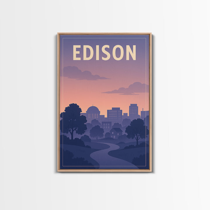 Edison New Jersey Travel Poster, Canvas Print, Mid Century City Wall Art, Edison Wall Art, City Art Print, Office Decor, Travel Print